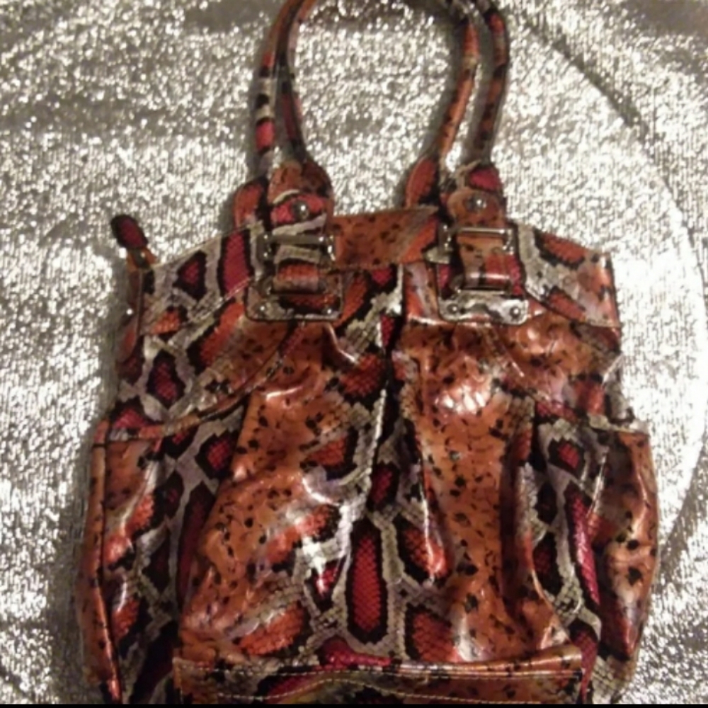 Authentic Kathy Van Zeeland Snake Print Purse Gem